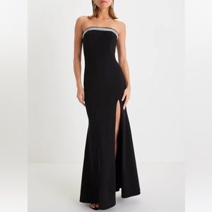 Glamorous Influence Black Rhinestone Strapless Maxi Dress Lulus Formal Gala